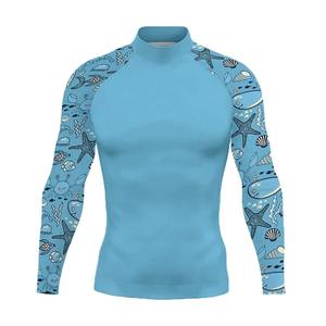 Men's UPF 50+ UV Sun Protection Rash Guard Quick-Drying Compression <b>Swim</b> Shirt <b>Long</b> <b>Sleeves</b> Breathable Splice Design Printed - Product Image 4