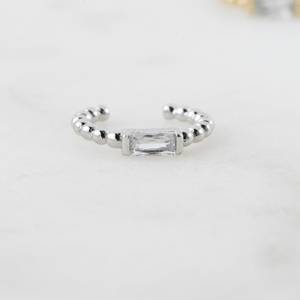 Wonderful Look <b>Solid</b> 925 Sterling <b>Silver</b> Handmade Genuine Baguette Shape Cz Diamond Gemstone Jewellery Stunning Cuff <b>Earring</b> - Product Image 4