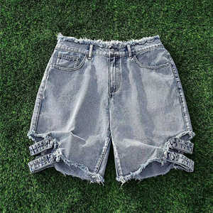 Short en jean 100% coton de haute qualité pour hommes confortable élégant motif solide tenue décontracté Streetwear - Product Image 1