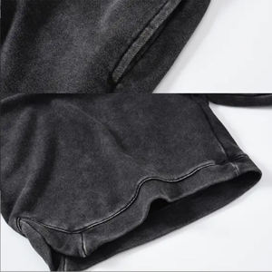 Casual Wear Acid <b>Wash</b> Shorts in Black Color Drawstring Custom Made Sports Wear Shorts With Custom Size - Product Image 5