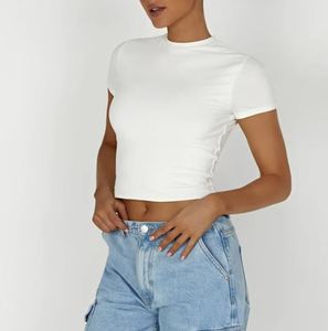 Mode vêtements de rue tricoté Slim Fit Body Shaper personnalisé bouffée imprime été femmes t-shirts - Product Image 4