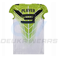 Jersey Sepak Bola Amerika 6-Panel Custom Grosir, Bahan Tackle Twill, Cetak Sublimasi, Bernapas, Jaring Tebal, Cocok untuk Musim Panas