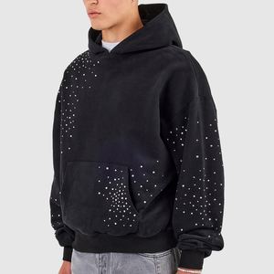 Sweats à capuche personnalisés pour hommes avec strass, en coton mélangé, fabriqués en usine, de haute qualité, en polaire d'hiver, vente en gros - Product Image 6