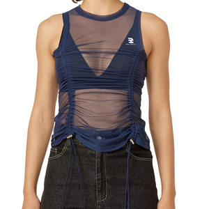 Mode de rue Style sans manches maille transparente débardeur femmes 100% Polyester Sexy hauts dames Sexy fête Club maille débardeurs filles - Product Image 1