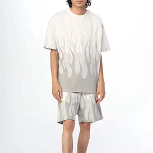 Nouvelle arrivée Ensembles deux pièces décontractés pour hommes en coton respirant à séchage rapide et élastique à manches courtes personnalisé OEM vente en gros - Product Image 1