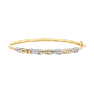 14K Yellow Gold <b>Bangle</b> <b>Bracelet</b> with Natural Diamonds in Tapered Pave Settings Contemporary Fine Jewelry for Elegant Style - Product Image 2