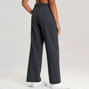 Bloc de couleur taille haute Joggers coupe ample jambe droite Fitness pantalons de survêtement poches pantalons de Yoga confortables pour plat respirant - Product Image 3