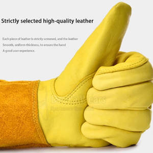 Guantes de trabajo de manga larga con logotipo personalizado OEM/ODM, guantes de cuero de alta calidad personalizados con triple argón para construcción - Product Image 5