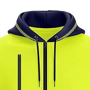 Venta al por mayor Cierre de cremallera de poliéster Venta al por mayor Hi Vis Ropa DE TRABAJO Hombres Hi-viz Cremallera frontal Cinta reflectante Sudaderas con capucha Calidad superior - Product Image 5