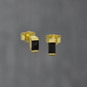 Pendientes colgantes de plata de ley 925 para mujer de diseñador, perlas de piedras preciosas de ónix negro Natural chapadas en oro para fiestas de fábrica - Product Image 1
