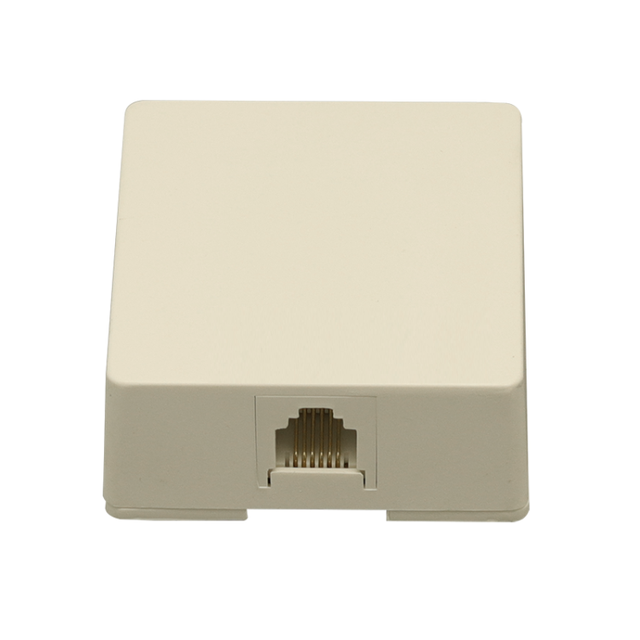 6P4C 1port Surface Mount Box Modular Jack RJ11/RJ12 Ivory/White RoHS Compliant Model 468 Data Conversion