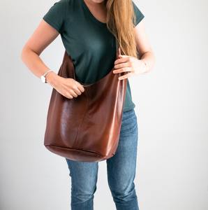 Handmade Cognac Brown <b>Leather</b> Hippie <b>Bag</b> Oversized <b>Hobo</b> Purse Large Crossbody Wide Strap LHB-0014 - Product Image 4