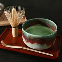 Bol à matcha en céramique Karamine Oribe Mino Ware, qualité supérieure, outils à matcha japonais, design Wabi-Sabi, glaçure Kin'y, hauteur 7,5 cm