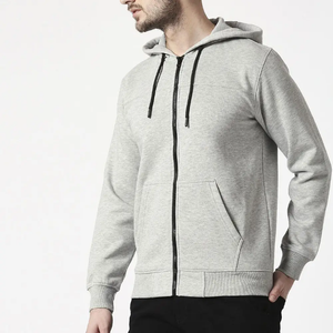 Sudadera con capucha con cremallera de mezcla de algodón y logotipo personalizado, sudadera básica de cara completa de gran tamaño para ropa de calle de invierno, Sudadera con capucha polar con logotipo - Product Image 3