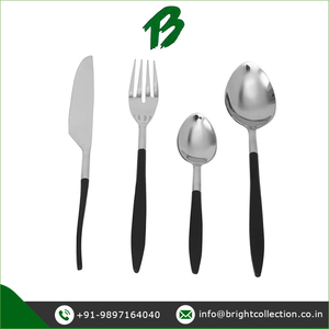 Fournisseur indien de confiance d'un ensemble de couverts de taille personnalisée et durable avec poignée en émail noir, cuillère, couteau, fourchette, ensemble de couverts de 4 pièces - Product Image 3