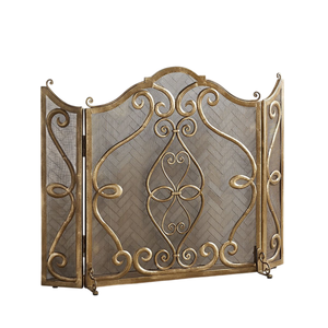 Écran de cheminée incurvé en métal luxueux, panneau de protection unique en bronze noir, garde-étincelles en fer - Product Image 3
