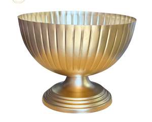 Jarrón Decorativo para Bodas al por Mayor, de Aluminio Dorado Cromado, Hecho a Mano, Ecológico, con Diseño Acanalado, Pedestal para Mesa, Maceta para Flores - Product Image 2