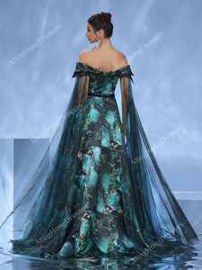 Robe de bal de promo de luxe de Dubaï, en satin haut de gamme, bustier, épaules dénudées, avec appliques, taille naturelle, coupe ample et évasée, style arabe - Product Image 6