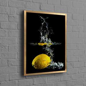 Décoration murale citronnée encadrée en or - Impression d'art sur toile jaune moderne - Product Image 1