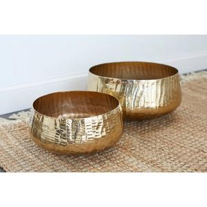 Ensemble de 2 bols de service pour fruits et salades en aluminium plaqué or écologiques Vaisselle de mariage - Product Image 1