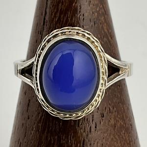 Bague en argent sterling 925 faite à la main ovale bleu calcédoine pierre précieuse bague parfaite bijoux fins cadeau de mariage pour elle - Product Image 2