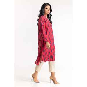 Chemise en jacquard rouge pour femme, brodée, en popeline, soie, mousseline de coton, motif floral et à carreaux, style décontracté long pour le printemps et l'automne, taille XL - Product Image 2