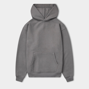 Sudadera con capucha para hombre de felpa francesa de alto gramaje, con hombros caídos, lisa, personalizable, oversize, cuello redondo, MOQ bajo - Product Image 3