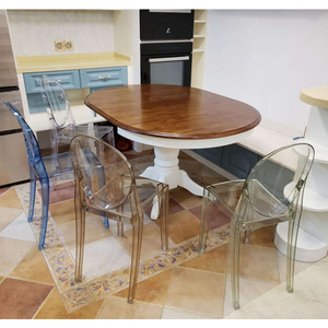 Silla contemporánea con respaldo de plástico transparente - Product Image 5