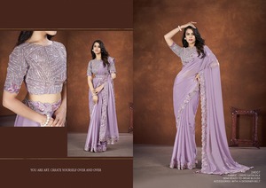 คอลเลกชันล่าสุดผ้าไหมที่มีการเย็บปักถักร้อยงาน Saree ผู้หญิงแฟชั่นผู้ผลิตและผู้จัดจำหน่ายจาก surat AT ต่ำสุด rtae - Product Image 6