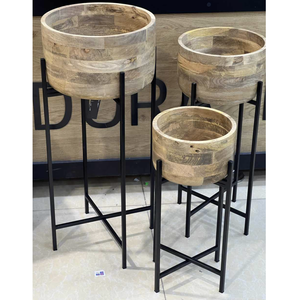 Juego de 3 macetas para árboles de jardín, suministros para el hogar y el jardín, decoración de flores y plantas, suelo, entrada de boda, macetas de flores doradas de hierro - Product Image 4