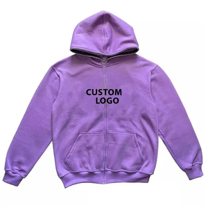 Sudadera con Capucha y Cremallera Completa para Hombre, de Algodón 100%, Impermeable, de Gran Calidad, Ajuste Holgado, con Estampado Puff, para Invierno - Product Image 1
