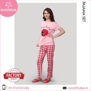 Bio Washed 100% algodón suave vestido de noche para mujer Conjunto de pijama superventas XL ropa de Salón Primavera Top muesca calidad Jersey de punto - Product Image 2