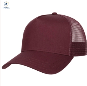 INDEX APPAREL Burgundy Mesh Trucker Cap 6-Panel Adjustable Unisex Casual <b>Hat</b> Spring <b>Summer</b> Solid Color - Product Image 1