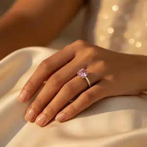 Bague en argent 925 avec topaze rose pour femmes, bijoux élégants en pierres précieuses - Product Image 1