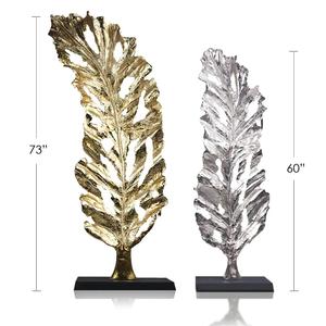 Sculpture de feuille en métal de grande taille pour le plancher, la maison et les hôtels, l'ornement décoratif de sculpture de galvanoplastie en métal abstrait - Product Image 1