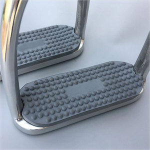 Plancha de estribo de acero inoxidable de alta calidad, diseño tradicional con estribos de seguridad, almohadilla de goma negra plateada para montar a caballo - Product Image 4