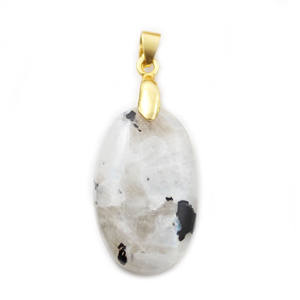 Pendentif pierre de lune arc-en-ciel noir véritable plaqué or 24 carats Bijoux en laiton de style bohème pour les femmes et les filles - Product Image 2