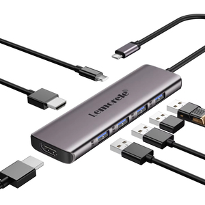 TC66L 7 en 1 Type-C vers Double 4K 30Hz HDMI USB-A 3.0 <span class=keywords><strong>Dockstation</strong></span> Hub USB avec 100W Type-C PD - Product Image 1