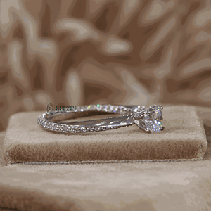 Anillo de compromiso con punta de estilo único de diamante de corte redondo de 6 MM para mujer - Product Image 6