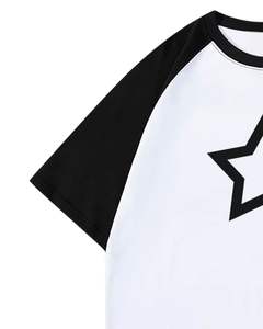 เสื้อยืดคอตตอนโอเวอร์ไซส์สั่งทำพิเศษจากผู้ผลิต สีดำขาว แขนแร็กแลน ลายดาว แฟชั่นลำลองสไตล์สตรีทแวร์ สำหรับฤดูร้อน ใส่ได้ทั้งชายและหญิง - Product Image 3