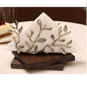Servilletero de Madera y Metal para Mesa de Comedor, Servilleteros para Papel Tisú, Decoración de Mesa de Boda - Product Image 1
