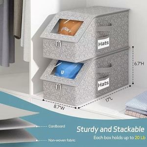 Hua Cheng <b>Hat</b> Storage Box Foldable Fabric Organizer Bin With Window For Bedroom Living Room Home Office Bathroom - Product Image 6