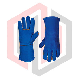 Gants de travail en cuir bleus pour soudage TIG/MIG, très résistants, épaisseur 11 oz, antistatiques, résistants aux déchirures, anti-coupures, pour pompiers - Product Image 4