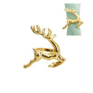 Ensemble d'anneaux de serviette en métal doré de qualité supérieure avec motif de cerf en relief Décoration de table pour la salle à manger Mariage Fête Hôtel Restaurant Utilisation à domicile - Product Image 4