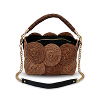 Sac à main vintage en raphia tressé, sac fourre-tout en paille avec bandoulière chaîne pour voyage, plage et shopping