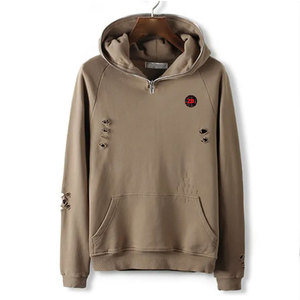 Sudadera con capucha de patrón sólido desgastado para hombre ZAMB SPORTS Ecológico Algodón/Poliéster Invierno Moda Casual Streetwear - Product Image 1