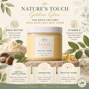 Exfoliante Corporal Nutritivo de Manteca de Karité The Bath Factory, Fórmula Aura Dorada para una Piel Suave, Tersa y Luminosa - Product Image 3