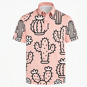 Chemises de golf polo de luxe personnalisées de haute qualité en spandex et polyester à manches courtes, taille plus, motif imprimé intégral avec broderie - Product Image 5