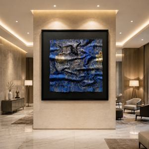 Deep Blue Silver <b>Canvas</b> Still Life Modern 3D <b>Framed</b> Artwork Hand-Finished Luxury Hotel Living Room Interior Decor - Product Image 1