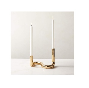 ชุดเชิงเทียนออกแบบ2ชิ้นเชิงเทียนเหล็กชุบทองสำหรับตกแต่งและงานแต่งงาน - Product Image 3